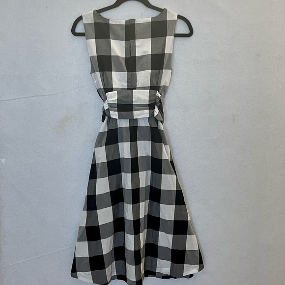 Ann Taylor Gingham Sleeveless Dress Size Small Black and White Tie Front - Picture 4 of 4